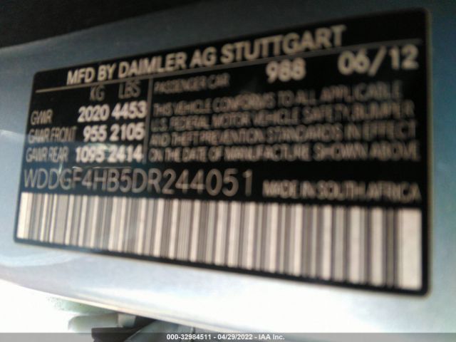 Photo 8 VIN: WDDGF4HB5DR244051 - MERCEDES-BENZ C-CLASS 