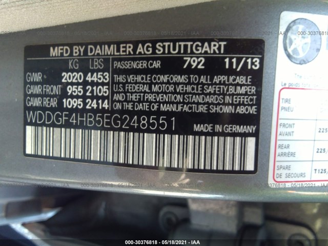 Photo 8 VIN: WDDGF4HB5EG248551 - MERCEDES-BENZ C-CLASS 