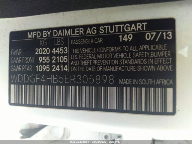 Photo 8 VIN: WDDGF4HB5ER305898 - MERCEDES-BENZ C-CLASS 