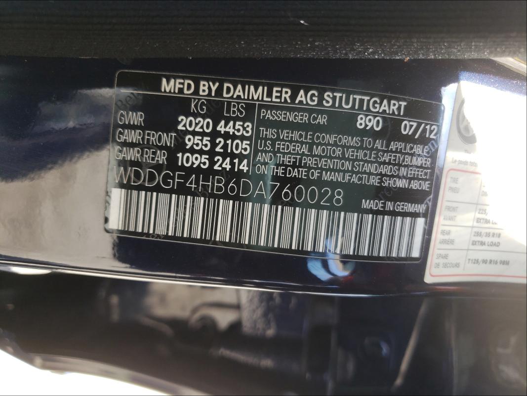 Photo 9 VIN: WDDGF4HB6DA760028 - MERCEDES-BENZ C 250 