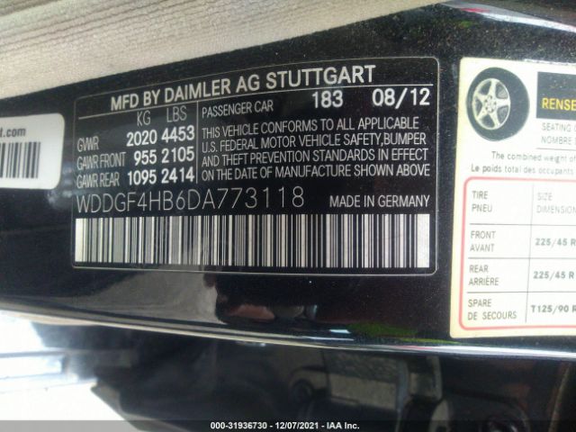 Photo 8 VIN: WDDGF4HB6DA773118 - MERCEDES-BENZ C 250 