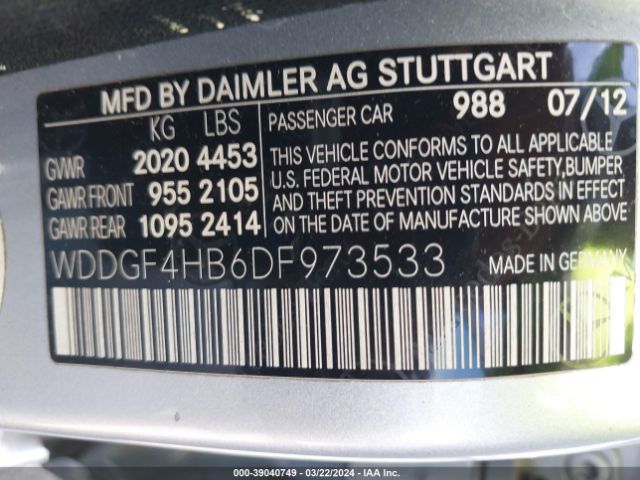 Photo 8 VIN: WDDGF4HB6DF973533 - MERCEDES-BENZ C 250 