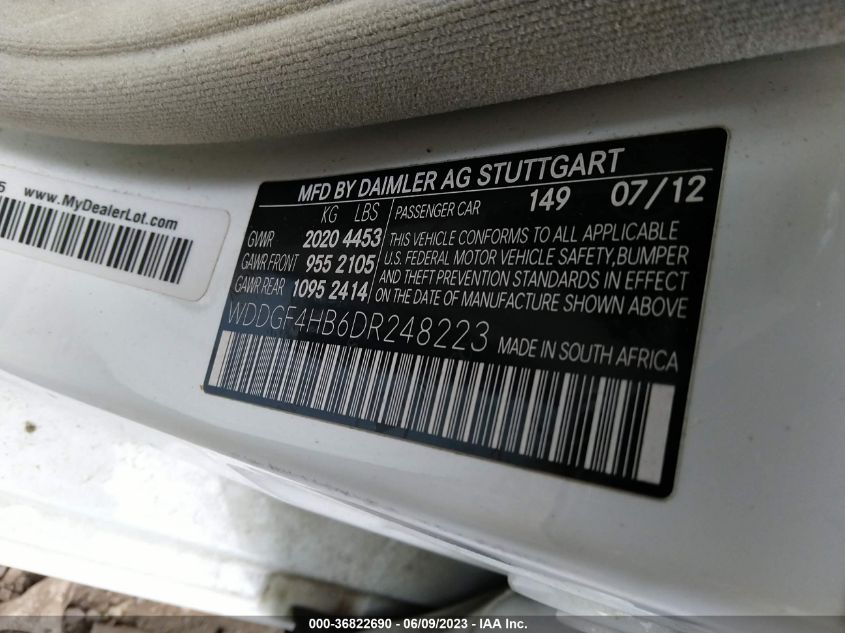 Photo 8 VIN: WDDGF4HB6DR248223 - MERCEDES-BENZ C-KLASSE 