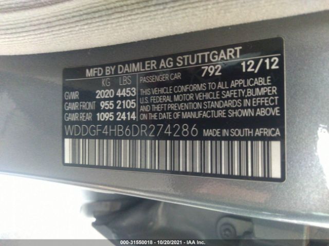 Photo 8 VIN: WDDGF4HB6DR274286 - MERCEDES-BENZ C-CLASS 