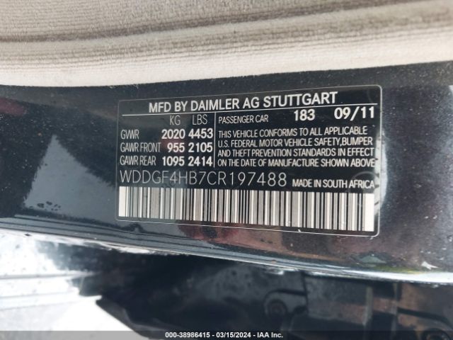 Photo 8 VIN: WDDGF4HB7CR197488 - MERCEDES-BENZ C 250 