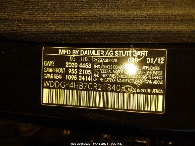 Photo 8 VIN: WDDGF4HB7CR218405 - MERCEDES-BENZ C 250 