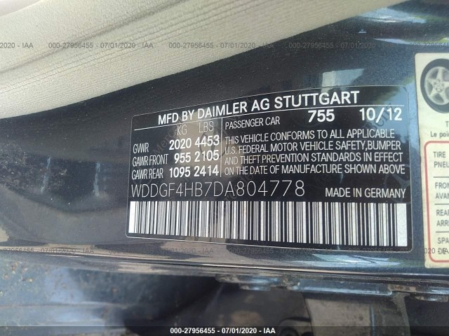 Photo 8 VIN: WDDGF4HB7DA804778 - MERCEDES-BENZ C-CLASS 