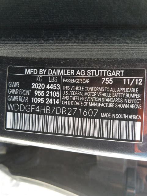 Photo 9 VIN: WDDGF4HB7DR271607 - MERCEDES-BENZ C 250 