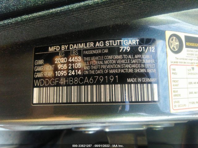 Photo 8 VIN: WDDGF4HB8CA679191 - MERCEDES-BENZ C-CLASS 