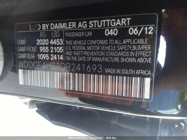 Photo 8 VIN: WDDGF4HB8DR241693 - MERCEDES-BENZ C-CLASS 