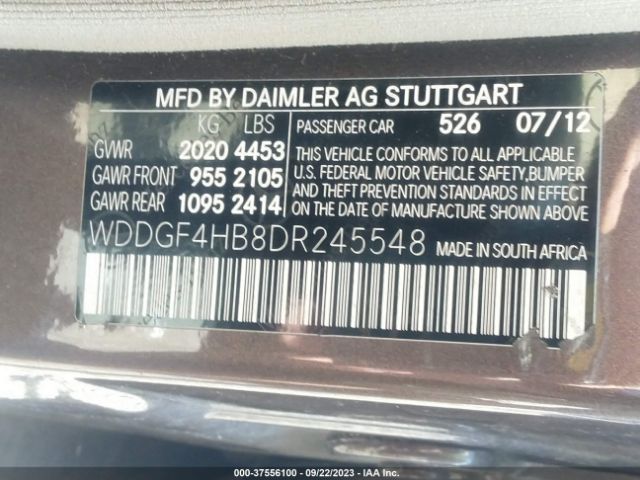 Photo 8 VIN: WDDGF4HB8DR245548 - MERCEDES-BENZ C-CLASS 