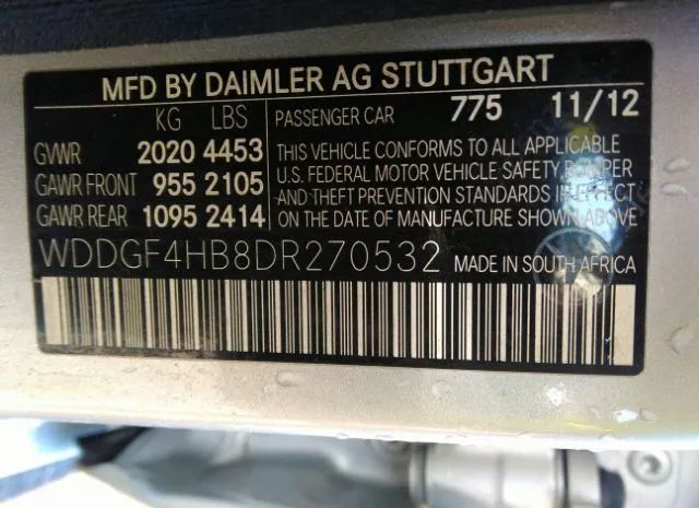 Photo 8 VIN: WDDGF4HB8DR270532 - MERCEDES-BENZ C-CLASS 