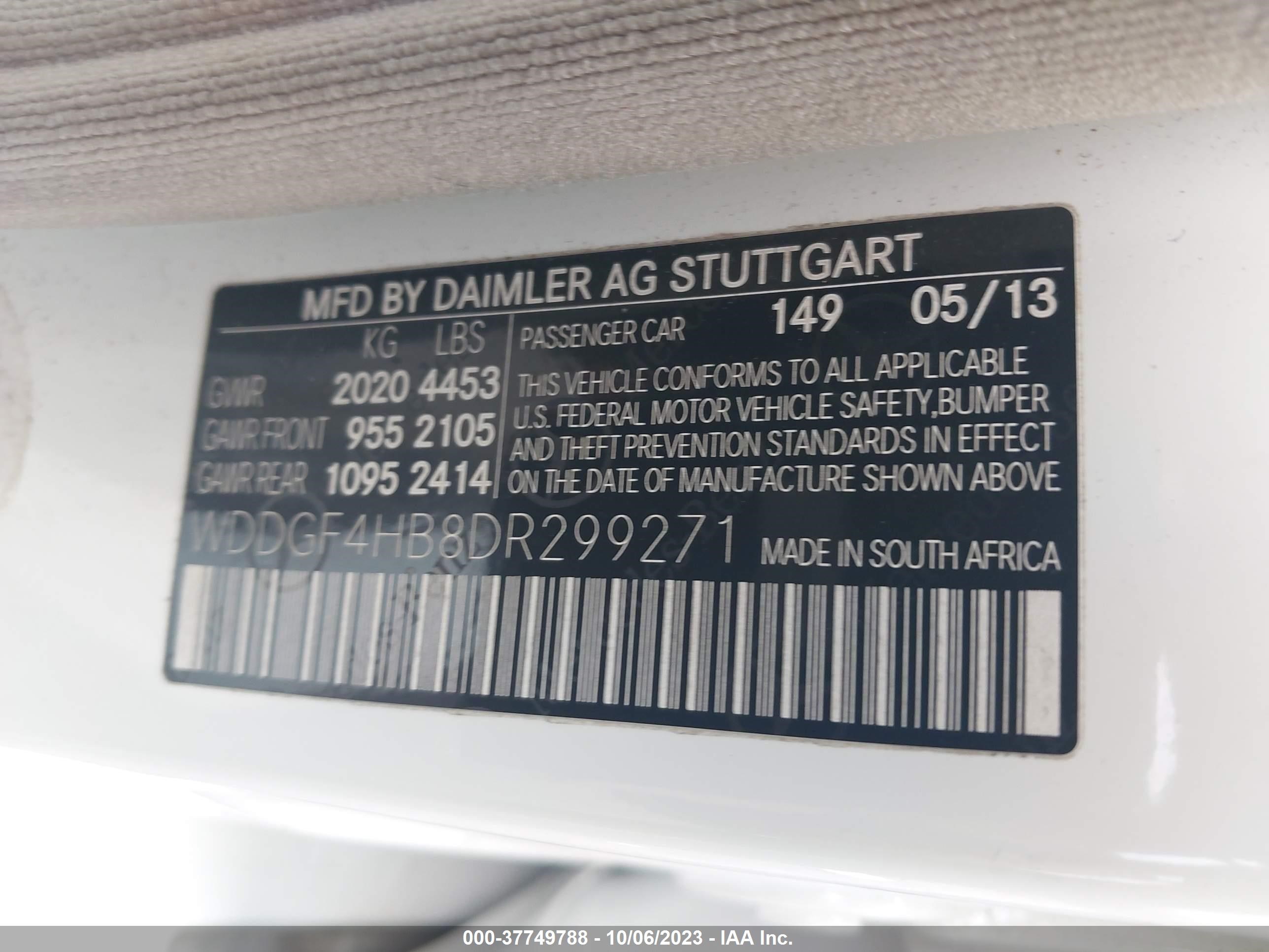 Photo 8 VIN: WDDGF4HB8DR299271 - MERCEDES-BENZ C-KLASSE 