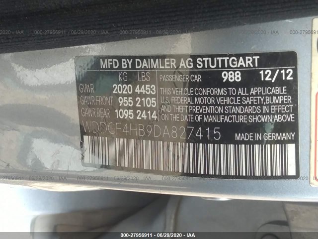 Photo 8 VIN: WDDGF4HB9DA827415 - MERCEDES-BENZ C-CLASS 