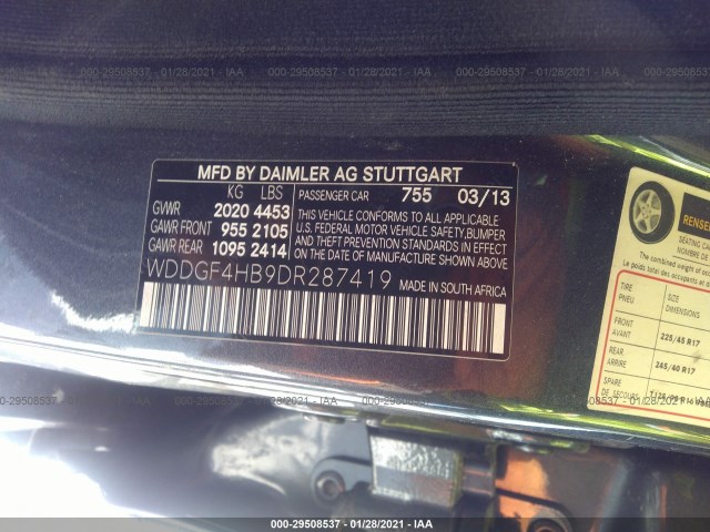 Photo 8 VIN: WDDGF4HB9DR287419 - MERCEDES-BENZ C-CLASS 