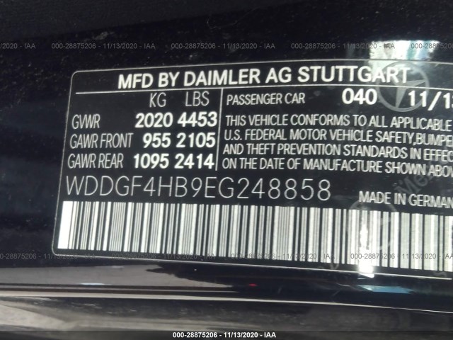 Photo 8 VIN: WDDGF4HB9EG248858 - MERCEDES-BENZ C-CLASS 