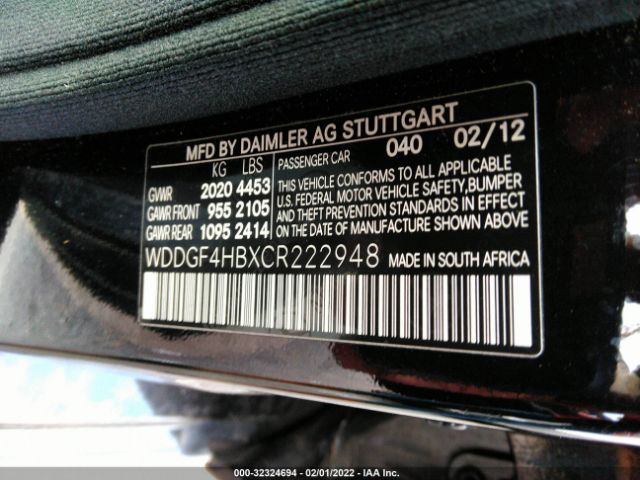 Photo 8 VIN: WDDGF4HBXCR222948 - MERCEDES-BENZ C-CLASS 