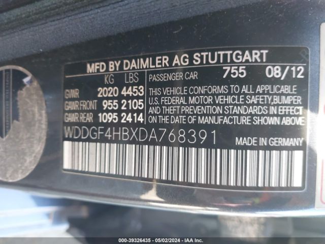 Photo 8 VIN: WDDGF4HBXDA768391 - MERCEDES-BENZ C 250 