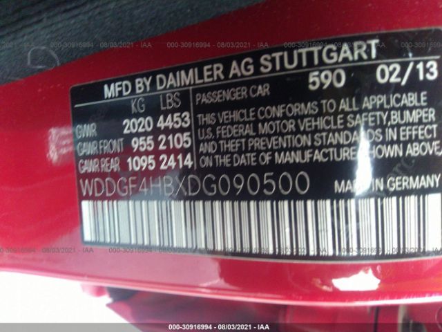 Photo 8 VIN: WDDGF4HBXDG090500 - MERCEDES-BENZ C-CLASS 