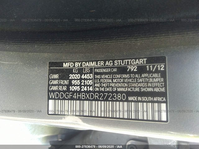 Photo 8 VIN: WDDGF4HBXDR272380 - MERCEDES-BENZ C-CLASS 