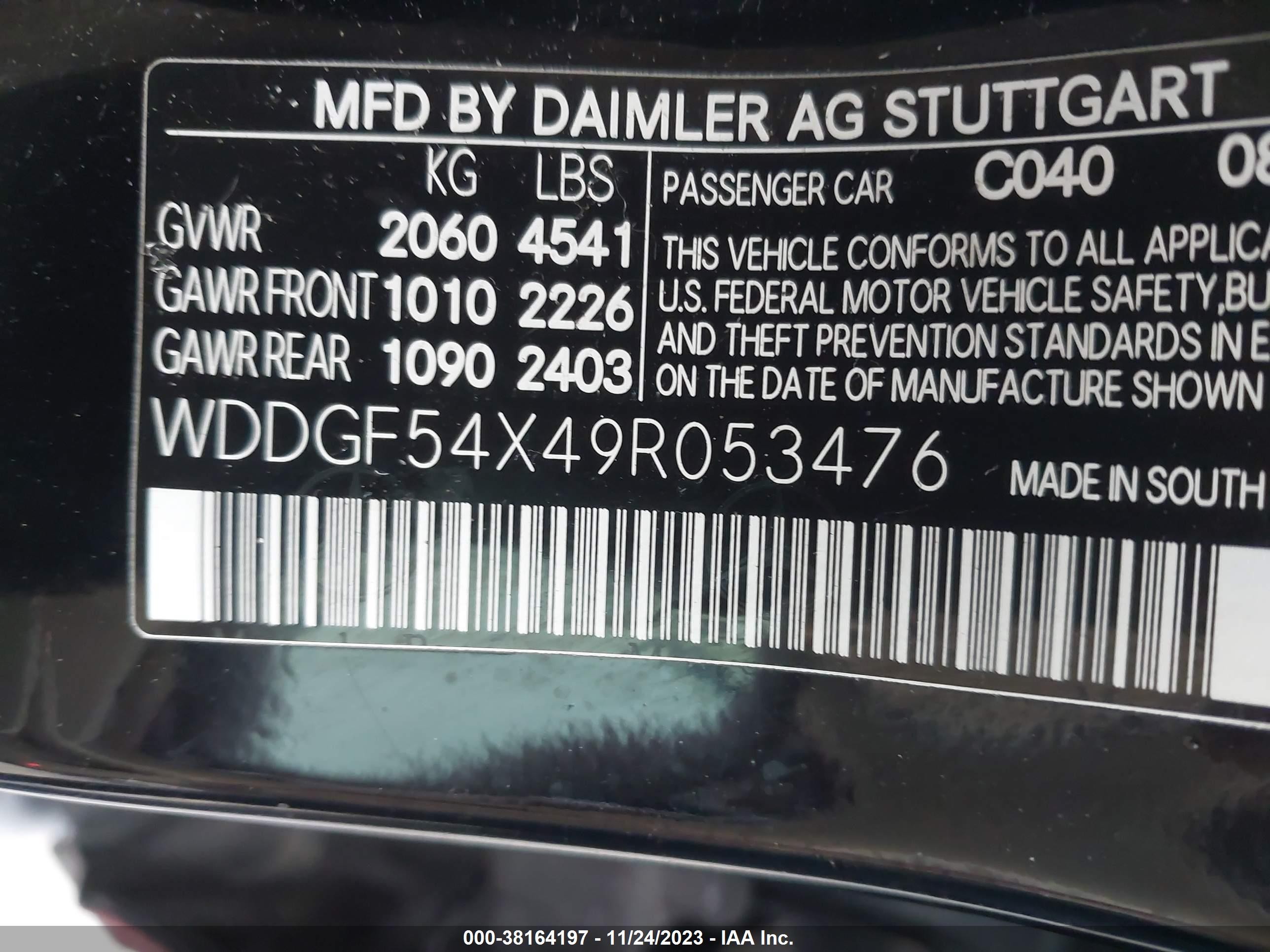 Photo 8 VIN: WDDGF54X49R053476 - MERCEDES-BENZ C-KLASSE 