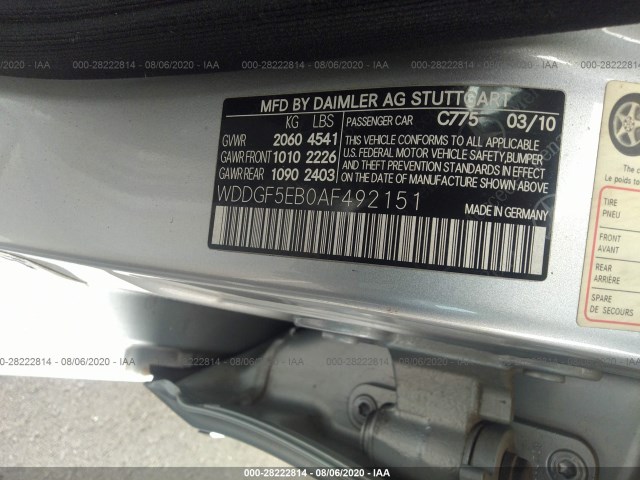 Photo 8 VIN: WDDGF5EB0AF492151 - MERCEDES-BENZ C-CLASS 