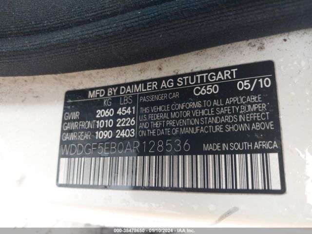 Photo 8 VIN: WDDGF5EB0AR128536 - MERCEDES-BENZ C 300 