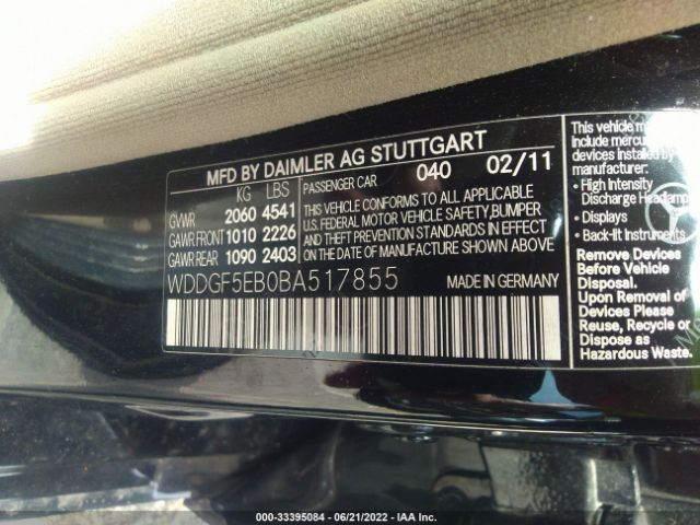 Photo 8 VIN: WDDGF5EB0BA517855 - MERCEDES-BENZ C-CLASS 