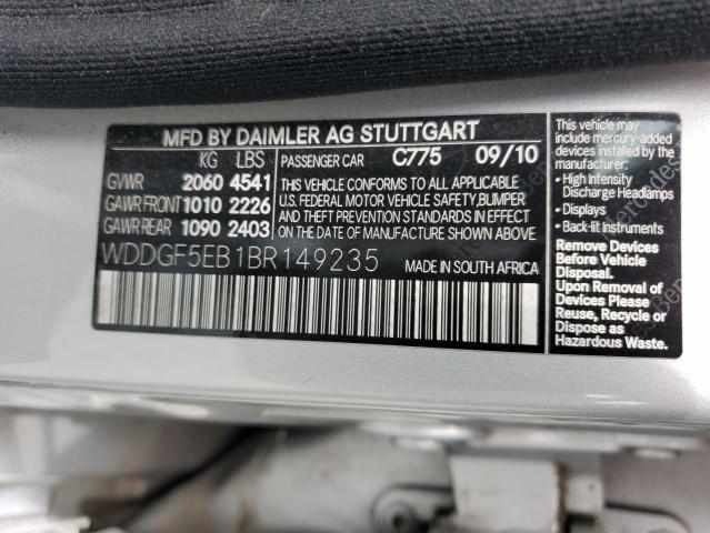 Photo 11 VIN: WDDGF5EB1BR149235 - MERCEDES-BENZ C-CLASS 