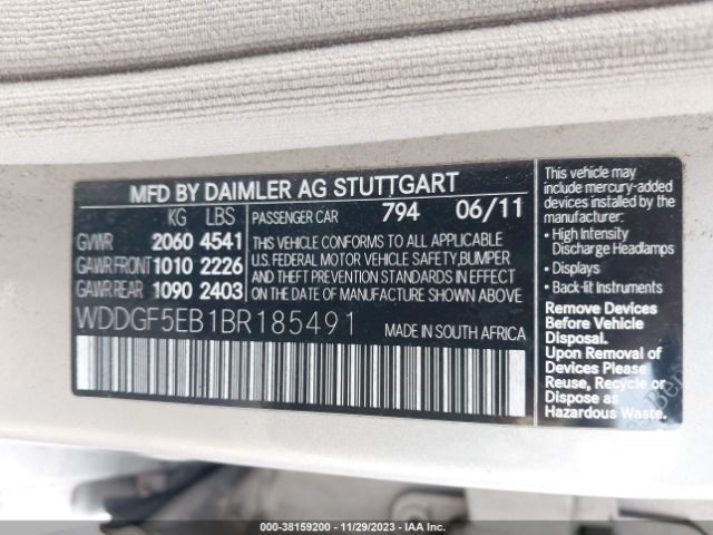 Photo 8 VIN: WDDGF5EB1BR185491 - MERCEDES-BENZ C 300 