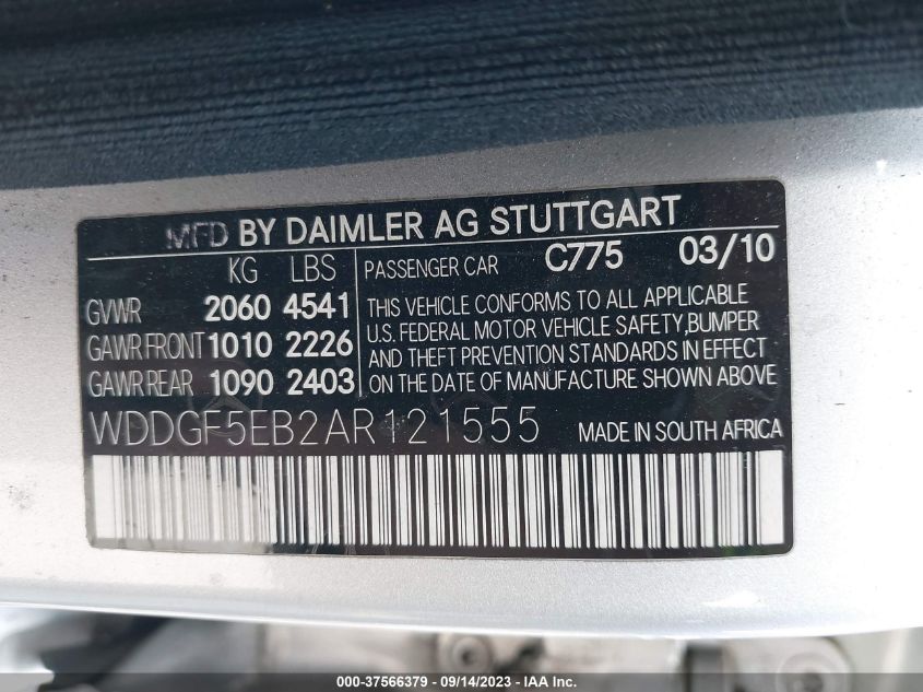 Photo 8 VIN: WDDGF5EB2AR121555 - MERCEDES-BENZ C-KLASSE 