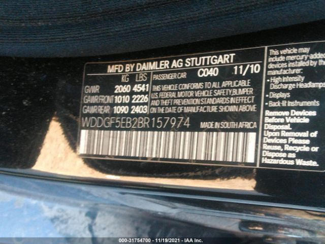 Photo 8 VIN: WDDGF5EB2BR157974 - MERCEDES-BENZ C-CLASS 