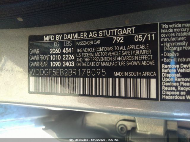 Photo 8 VIN: WDDGF5EB2BR178095 - MERCEDES-BENZ C 300 