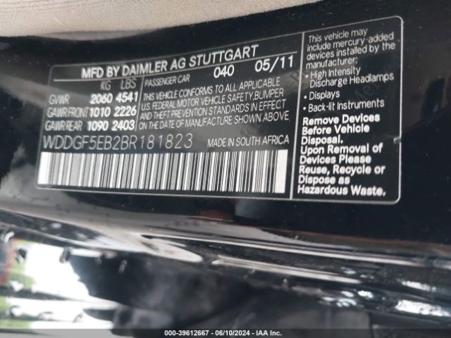 Photo 8 VIN: WDDGF5EB2BR181823 - MERCEDES-BENZ C-CLASS 