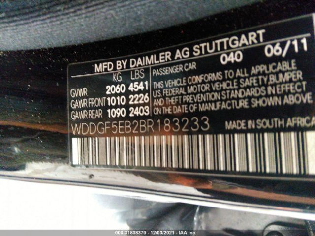 Photo 8 VIN: WDDGF5EB2BR183233 - MERCEDES-BENZ C-CLASS 