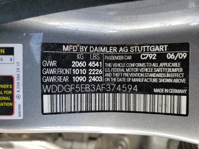 Photo 9 VIN: WDDGF5EB3AF374594 - MERCEDES-BENZ C 300 