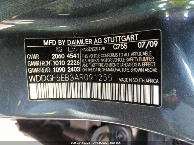 Photo 8 VIN: WDDGF5EB3AR091255 - MERCEDES-BENZ C-CLASS 