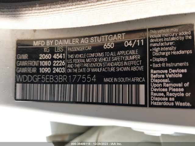 Photo 8 VIN: WDDGF5EB3BR177554 - MERCEDES-BENZ C 300 