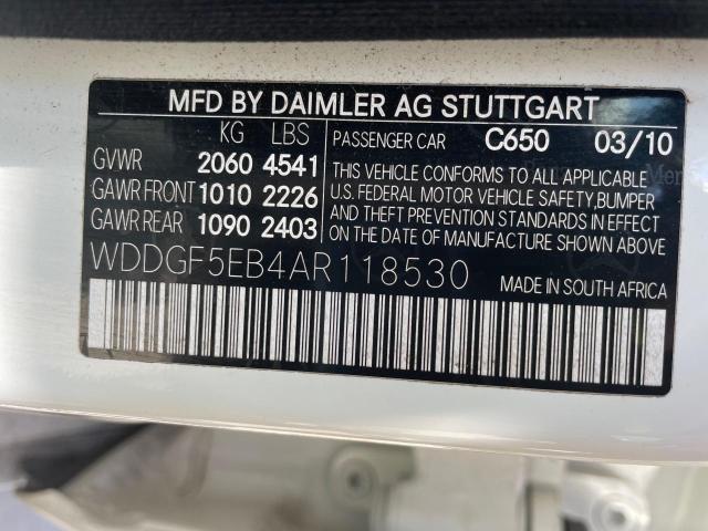 Photo 9 VIN: WDDGF5EB4AR118530 - MERCEDES-BENZ C-CLASS 