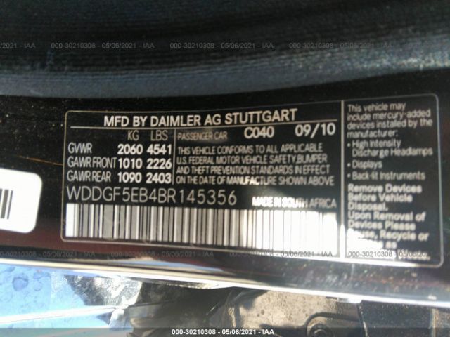 Photo 8 VIN: WDDGF5EB4BR145356 - MERCEDES-BENZ C-CLASS 