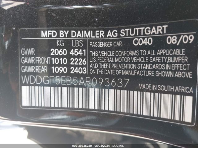 Photo 8 VIN: WDDGF5EB5AR093637 - MERCEDES-BENZ C 300 