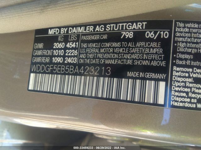 Photo 8 VIN: WDDGF5EB5BA423213 - MERCEDES-BENZ C-CLASS 