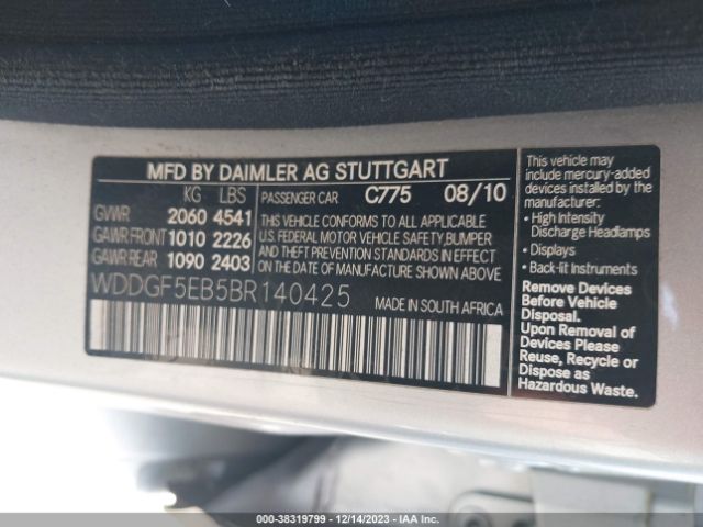 Photo 8 VIN: WDDGF5EB5BR140425 - MERCEDES-BENZ C 300 