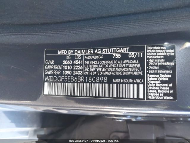 Photo 8 VIN: WDDGF5EB6BR180898 - MERCEDES-BENZ C 300 