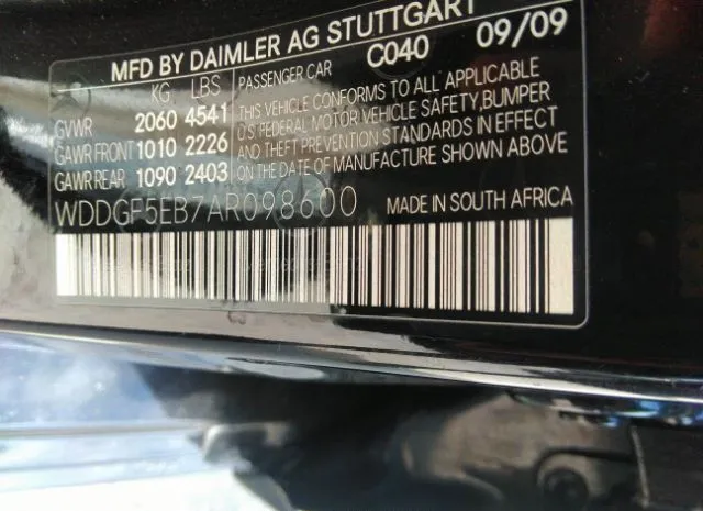 Photo 8 VIN: WDDGF5EB7AR098600 - MERCEDES-BENZ C-CLASS 