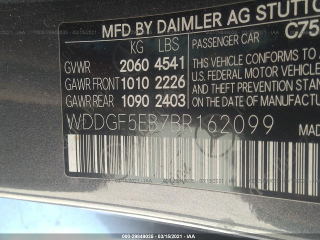 Photo 8 VIN: WDDGF5EB7BR162099 - MERCEDES-BENZ C-CLASS 