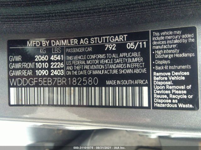 Photo 8 VIN: WDDGF5EB7BR182580 - MERCEDES-BENZ C 300 