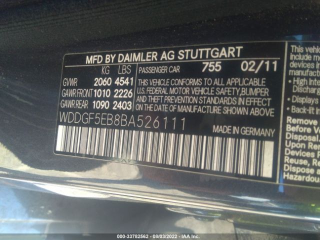 Photo 8 VIN: WDDGF5EB8BA526111 - MERCEDES-BENZ C-CLASS 