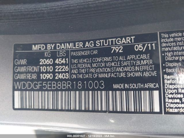 Photo 8 VIN: WDDGF5EB8BR181003 - MERCEDES-BENZ C 300 