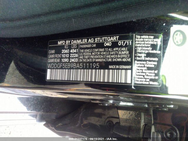 Photo 8 VIN: WDDGF5EB9BA511195 - MERCEDES-BENZ C-CLASS 